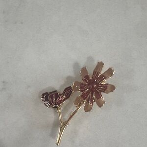 Francesca's Collections Gold and Brown Floral Brooch